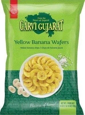Garvi Gujarat Gg Yellow Banana Wafers Snack, 26 oz